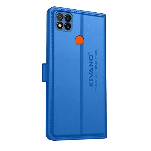 Image of KIVANO Xiaomi Redmi 9 Professional Series Wallet Case | Luxurious Design | Premium | PU Leather Flip Case Back Cover - Light Blue