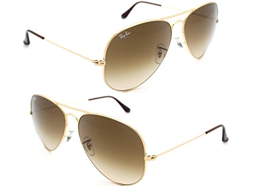 Authentic Ray-Ban Aviator RB 3025 001/51 62mm Gold / Brown Gradient Lenses Large