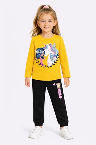Image of TS LAVI TAVI Cotton Clothing Set for Girls Dress Full Sleeve T-shirt Top and Pyjama (Pack of 3)