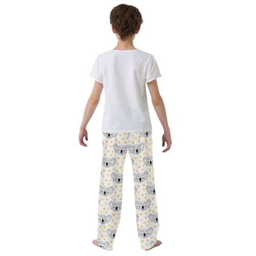 Koala and Love Heart Boys Long Pants Soft Trousers Elastic Waist Kids Lounge Bottoms with Pockets S-XL3