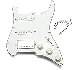 LAMSAM Fully Loaded Strat Style Guitar Pickguard, Prewired Pick Guard SSH Pickups Set, Pre-wired...