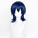 GUKAIIIZLDFGL Short Black Blue Wolf Cut Wig for Men Unisex Universal Costume Wig Fashion Heat Resistant Synthetic Fiber for Halloween Anime