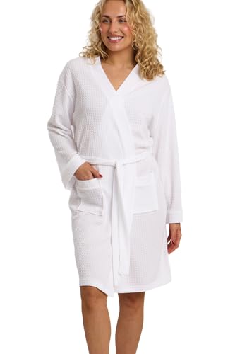 Indigo Sky Francesca Peignoir en tricot gaufré facile d'entretien pour femme – Robe de chambre...