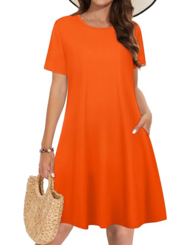 Image of Summer Dresses for Women Casual Tshirt Short Sleeve Floral Sundress Beach Cover Ups with Pockets 2026