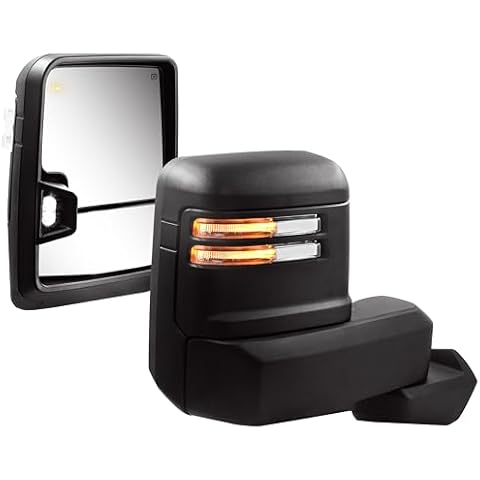 Towing Mirror for 2019-2024 Chevy Silverado 1500 Tow Mirror with Power Glass Heated Function Temp Sensor Turn Signal Running Light Puddle Light Pair Set Cover