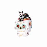 GALLERIE II Laying Down Festive Feline Cat Sugar Skull Decorative Figure Figurine Day of The Dead Dia De Los Muertos Halloween Spooky Scary Table Tabletop End Table Fireplace Mantle Decor Decoration