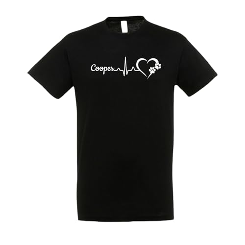 T-SHIRT Herzschlag Hund PERSONALISIERT mit Namen SHIRT SPRUCH SHIRT 100% Baumwolle GRÖßE M - 4XL