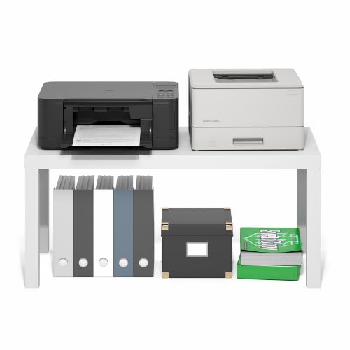 Image of Furinno CLASSIC Coffee Table, Modern Rectangle Printer Stand, White | 1.8 inch Triple Thick Tabletop, Toolless Assembly, Side Table, for Living Room, Home Office