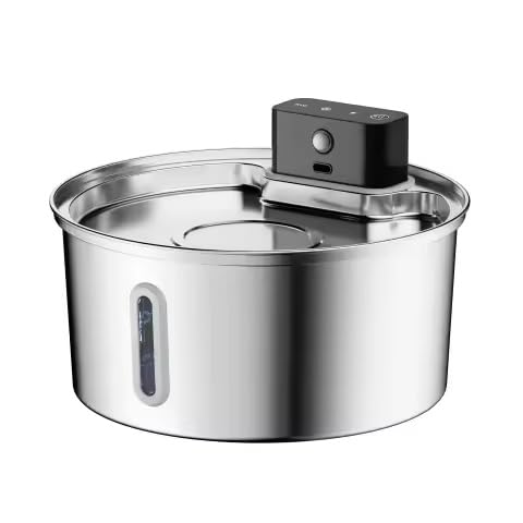 Peluditos Fuente para Gatos Acero Inoxidable 3,2L sin Cable - Bebedero Gatos Automatico Recargable 4200mAh con Sensor de Movimiento, Fuente de Agua para Gatos y Perros Ultrasilenciosa