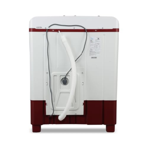 Image of Midea 7.5kg Semi Automatic Top Load Washing Machine, Collar Scrubber, Dual Wave Pulsator, 1350 RPM High-Speed Spin, Air Dry Spin Lid, Top Load Washer (MWMSA075PDX (MW), Maroon-White)