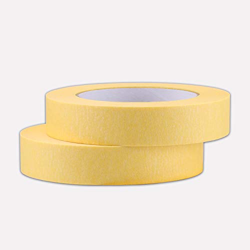 Lichamp 25Mm X 50M Yellow Automotive Masking Tape For Painting, Auto Body Masking Tape For Car Detailing, Yellow Painters Tape 1 Inch X 55 Yards X 2 Rolls #TOP2