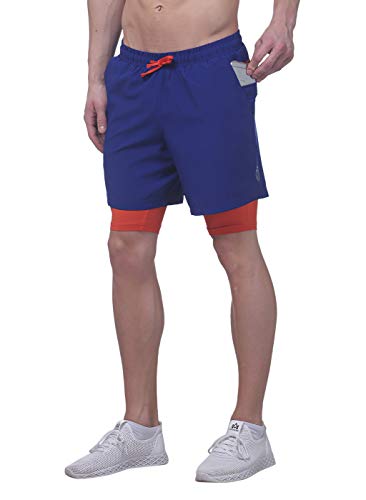 Image of TRUEREVO - 2 in 1 Running Sports Shorts for Men with Mobile Phone Pocket - Quick Dry & Lightweight Moisture-Wicking Active Wear, Gym Shorts for Men Workout - Double Layer Half Pant with Inner Tights