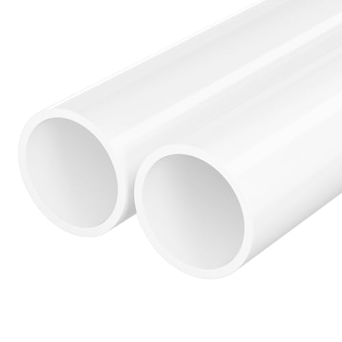 2 Pcs 2 Inch PVC Pipe with 2.375 Inch OD 17 Inch SCH40 White Furniture Grade PVC Pipes Fits Standard 2 Inch PVC Fittings Easy to Cut for DIY Frames Greenhouse Garden Farm and Workshop Projects
