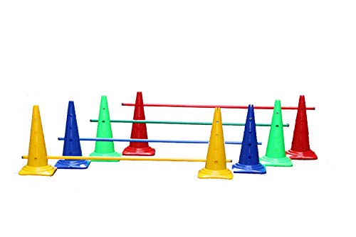 Kit de haie avec 8 cônes 50 cm et 4 jalons 160 cm multicolores