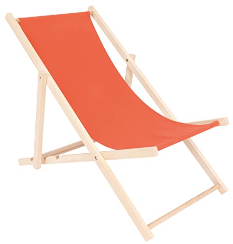specwood Chaise Longue Pliante Bois - Transat en Bois Pliable pour Jardin, Balcon, Plage - Bain de Soleil Pliable en hêtre avec Toile Coton - Chilienne extérieur -...
