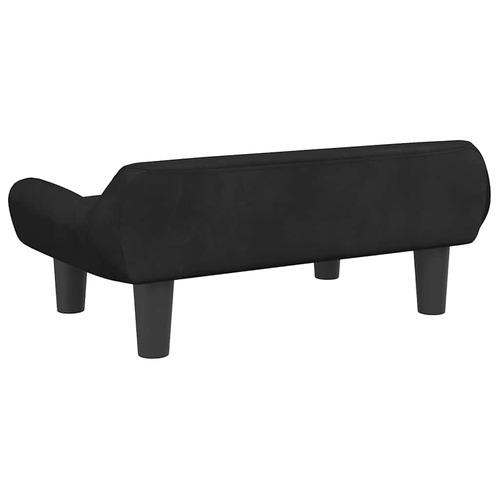 Sofa dziecięca czarna z aksamitu, 70 x 40 x 24 cm, tapicerka piankowa z ramą z drewna sosnowego, do pokoju dziecięcego, do zabawy, siedzenia i relaksu