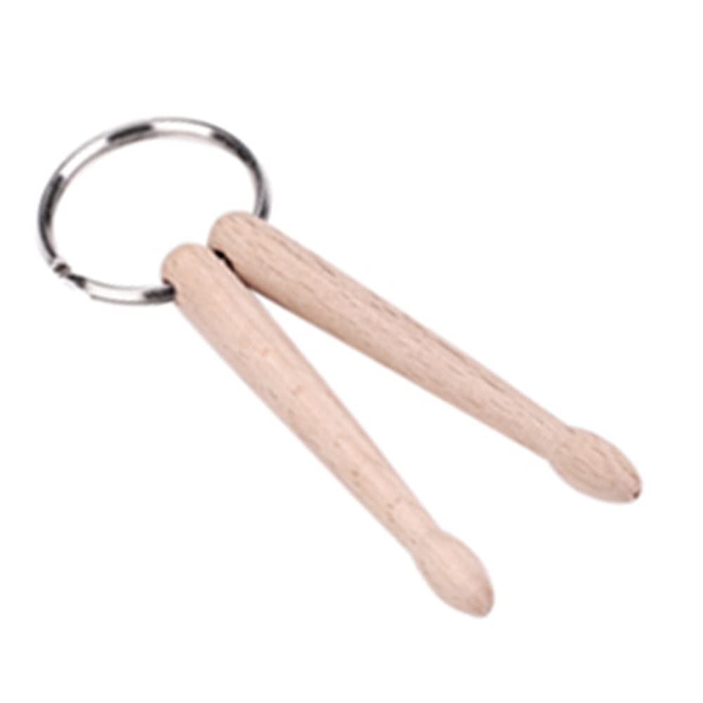 Hopbucan Keychain Maple Wood Drum Stick Key Ring Percussion Stick Keychain Wooden Drum Sticks - Image 3
