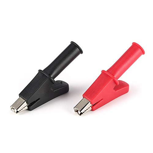 Preisvergleich Produktbild 2 Stück Vollschutz-Krokodilklemmen Elektrische Krokodilklemme für Multimeter-Messleitungen Stiftprüfkabelsonde (schwarz & rot)