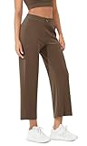 ODODOS Women's Modal Soft Wide Leg Cropped Pants with Pockets Adjustable Shockcord High Waist Casual Lounge Pants-25 Inseam, Nutria, Medium