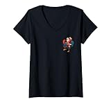 Photo Gallery donna xmas santa riding rooster chicken christmas holiday costume maglietta con collo a v Photo Gallery donna xmas santa riding rooster chicken christmas holiday costume maglietta con collo a v