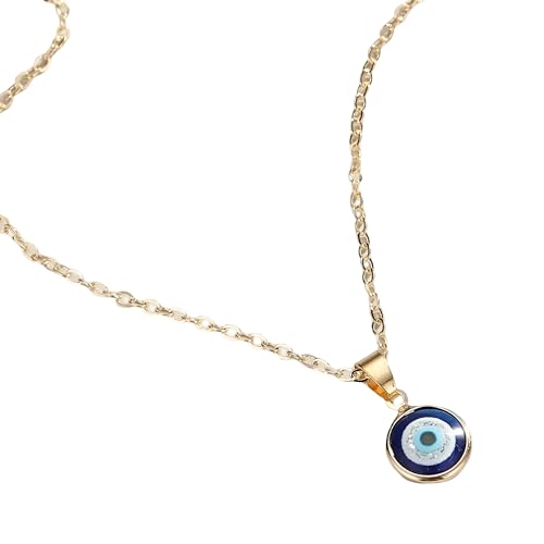 Collar de mal de ojo para mujeres y niñas, plata de ley 925 con colgante azul marino profundo, gargantilla turca de cristal, oro,