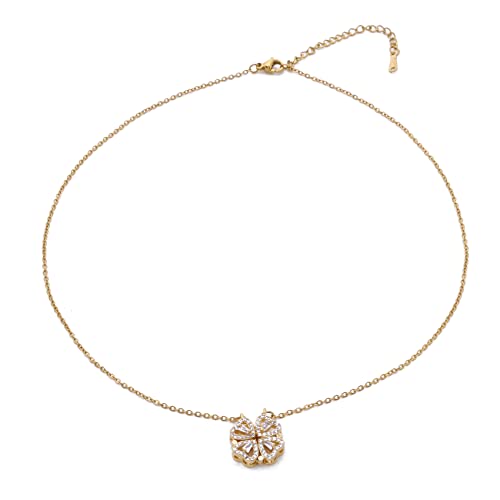 Lquuo Lucky Four Leaf Clover Necklace Heart Magnet Necklace Locket Necklaces Lucky Leaf Necklace For Women Valentines Day Gift,Gold #TOP5