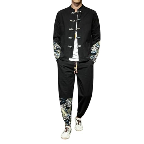 Patchwork Hanfu et col Zhongshan sur un ensemble homme printemps