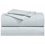 Royal Hotel Bedding Abripedic Crispy Percale Sheets, 300-Thread-Count, 4PC Solid Sheet Set, 100% Cotton, Super Deep Pocket, Queen, Sea