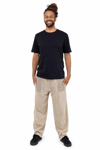 Pantalon large coton Serengeti blanc écru taille unique Fantazia pour homme et femme
