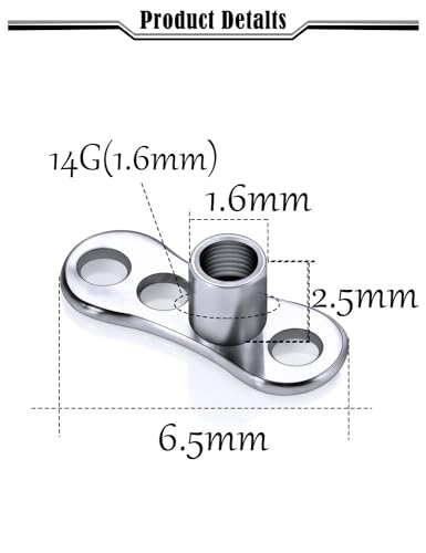 G23 Titanium Dermal Base Hypoallergenic Piercings Replacement Medical Implant Grade Surgical Steel Piercing Jewelry for Women Men 10Pcs2