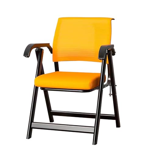 Portable Folding Office Chair with Armrests, Cushioned Lumbar Support, Breathable Mesh Back, Easy Storage, Ideal for Training Rooms, Workspaces