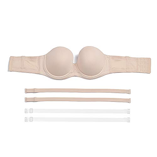 Ybcg Strapless Convertible Multiway Underwire Bra With Clear Strap For Women Beige 38Dd,38E #TOP2