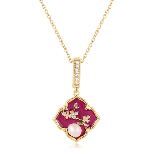 Vintage Pearl Jewelry for Women Gold Pearl Enamel Pendant Vintage