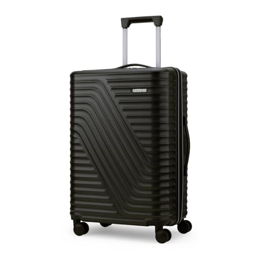 Image of American Tourister Travix | Check-in Trolley Bag (67 cm) | 360 8 Wheel Travel Luggage | Hard Case Polycarbonate Suitcase | Recessed Combination Lock | Black