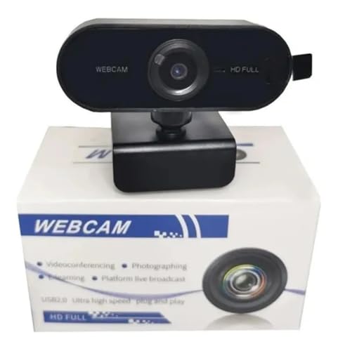 Webcam Full HD 1080p com Microfone - Para Home Office e Videoconferências, Preto