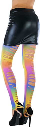 Image of ToBeInStyle Women's Slashed Ripped Shredded Distressed Hosiery Tights Leggings Music Festival