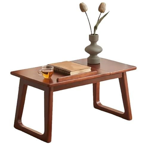 Mesa de madera maciza con bandeja para laptop, mesa de centro rectangular ajustable en ángulo para ventana de bahía, sala de té, balcón, sala de estar al aire libre