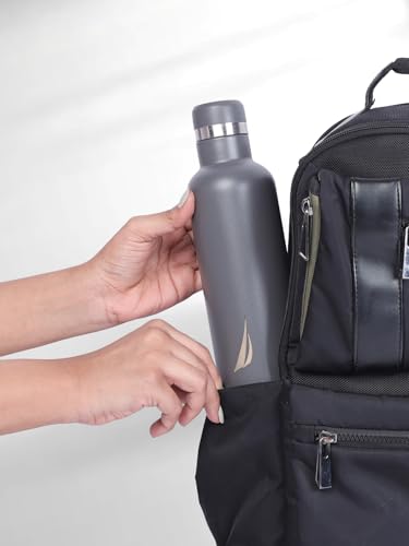 Image of NAUTICA Premium Leak-Proof Insulated Water Bottle - 1pc (Yacht)| 500ml | Stainless Steel Flask with 24 Hours Temperature Retention | Ideal for Travel, Gym, Office Use Oreo Solid-Lightgrey