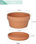 3.7 Inch Terracotta Shallow Succulent Pots - 6 Pack Terra Cotta Clay Pot with Saucer, Cacuts Indoor and Outdoor Planters with Drainage Hole