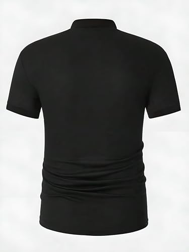 mrsr SPORTS MRSR Men's Nylon Rich Polo T Shirt Black - Image 5