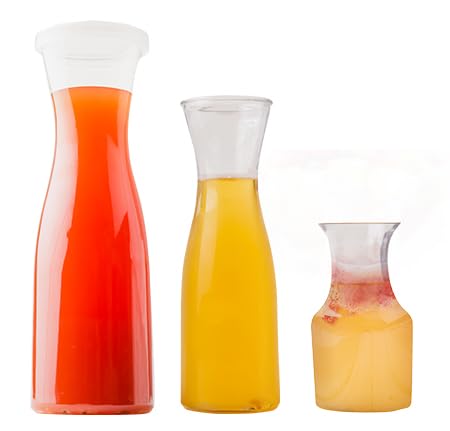 6 Plastic Mini wine Carafe Single Serving Wine Carafe with Lids 7.5 OZ Pitcher, Individual Decanter for Tasting, Champagne, or Juice, Mini Decanter for Individual Pours