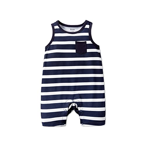 Patpat Baby Boy Clothes Short Sleeve Rompers Sleeveless Jumpsuit Infant Boy Outfits One Piece Boy Clothes Navywhite 9-12 Months #TOP7