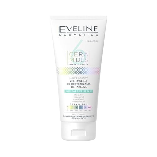 Eveline Cosmetics 6 Ceramides Limpiador de Gel Hidratante para Eliminación de Maquillaje - Fórmula suave para pieles sensibles, enriquecido con ceramidas y pantenol