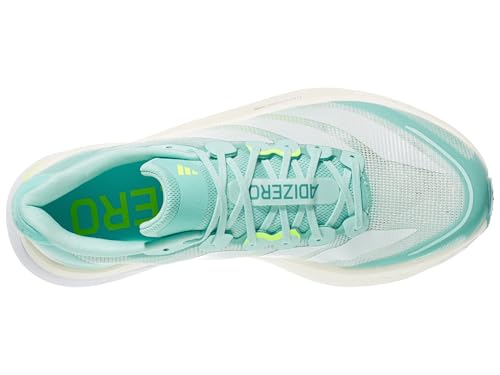Image of Adidas, Womens, Adizero Boston 13 Running Shoes, Semi Flash Aqua /Zero Metallic /Lucid Lemon, 6.5, B - Medium