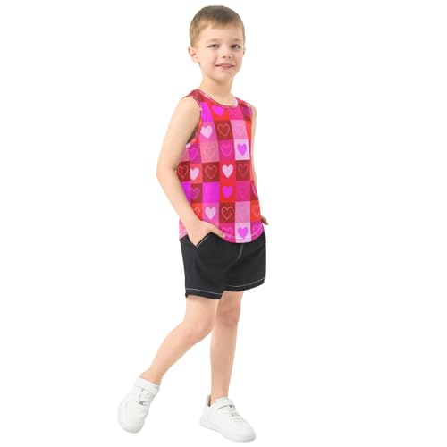 J JOYSAY Heart Square Fuchsia Boys Tank Top Sleeveless Muscle Shirts Quick Dry Kids T-Shirts 3-15T4