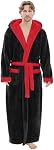 PJGGZ Mens Plush Robes Full Length, Big and Tall Fleece Hooded Bathrobe Warm Fluffy Cozy Winter Housecoat Floor Length