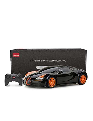 Rastar Rc Car | 1:24 Bugatti Veyron 16.4 Grand Sport Vitesse Radio Remote Control Racing Toy Car Model Vehicle, Black/Orange #TOP6