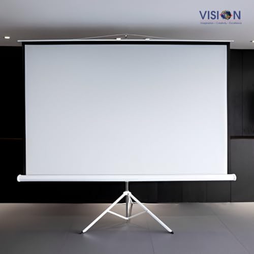 Image of Vision 100 Inch (7x5 Ft) Tripod Projector Screen | 4K, Full HD, 3D & 1080p Compatible | Mid-Sized Portable Projection Screen with Adjustable Height for Home, Office & Outdoor Use