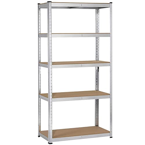 Yaheetech Garage Shelving Unit Heavy Duty 5 Tier Metal Boltless Storage Shelves Adjustable Shelves Kitchen Racking,180 x 90 x 40 cm,Max. Capacity per Tier: 175 kg