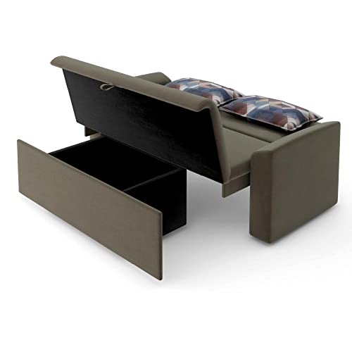 Sofá Cama 2 Lugares Matrix Com Baú Cristal Suede Capuccino